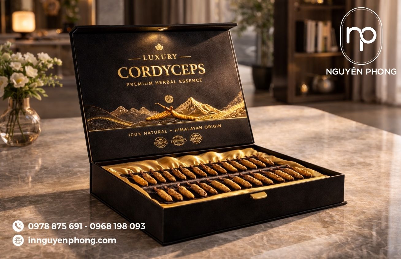 Mẫu hộp đựng đông trùng hạ thảo cao cấp 